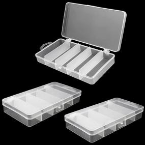 img 4 attached to 🎣 Fyess 3 Pack 5-Grid Tackle Storage Box for Fishing, Beads, and Jewelry - Organize with Visibility: 7.1" x 4.3" x 1.2