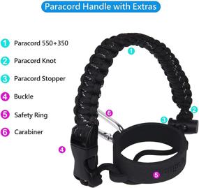 img 1 attached to Wongeto 2.0 Paracord Handle with Shoulder Strap - Compatible with Hydro Flask 2.0 Wide Mouth Water Bottle (12oz to 64oz) - Water Bottle Strap Carrier for Walking, Camping, and Going to School