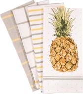 🍍 kaf home pineapple kitchen dish towel set: 4-pack, 100% cotton, 18 x 28-inch logo