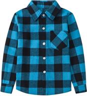 gingham flannel toddler 👧 girls' clothing with buttoned sleeves logo