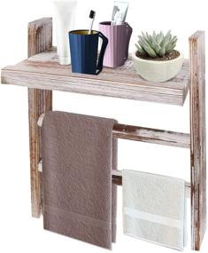 img 4 attached to White Farmhouse Wall Mounted Wood Towel Rack with Shelf - Bathroom, Living Room, Kitchen Towel Storage Organizer, Honest Towel Holder Décor