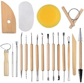 img 4 attached to 🏺 EuTengHao 19-Piece Pottery Tool Set - Essential Wooden Clay Sculpting and Carving Tools for Potters