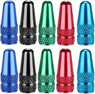 🚲 presta bike valve stem caps: multi-colored aluminum alloy air dust covers (10-pack) for mtb, mountain & road bikes logo