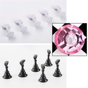 img 2 attached to 💅 Kalolary Pink Nail Art Practice Stand: Magnetic Tip Holders for Crystal Display and Fingernail DIY Training