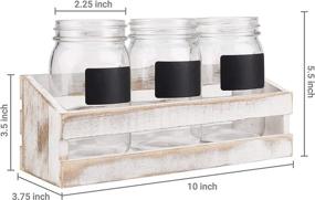 img 3 attached to MyGift Whitewashed Wood Utensil Holder: Organize Your Flatware with 3 Mason Jars & Chalkboard Labels