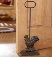 🐔 heavy cast iron door stop with carrying handle - morning farm rooster by the lakeside collection: a perfect blend of practicality & style logo