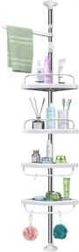img 4 attached to Rustproof Stainless Steel Pole Shower Caddy – 4-Tier Corner Tension Shower Caddy, Adjustable Bathroom Shelf with Floor to Ceiling Storage Rack Organizer Holder – No Drilling Required (10.1 FT Knob)