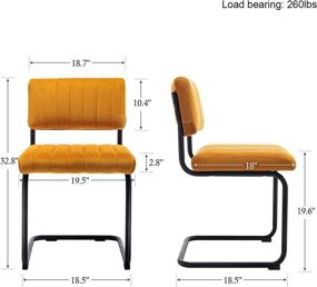 img 1 attached to 🧡 ONEVOG Velvet Dining Chairs Set of 2 - Comfy Upholstered Chairs for Kitchen, Bedroom, Living Room with Black Metal Legs (Orange)