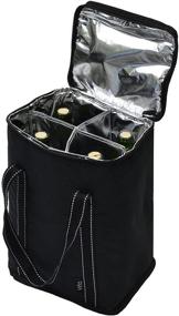 img 4 attached to 🍷 Insulated Wine Carrier Tote Bag - Vina 4 Bottle Travel Cooler Case with Detachable Divider and Strong Handle, Ideal for Beach Days, Picnic, Party - Black