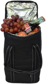 img 3 attached to 🍷 Insulated Wine Carrier Tote Bag - Vina 4 Bottle Travel Cooler Case with Detachable Divider and Strong Handle, Ideal for Beach Days, Picnic, Party - Black