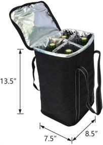 img 1 attached to 🍷 Insulated Wine Carrier Tote Bag - Vina 4 Bottle Travel Cooler Case with Detachable Divider and Strong Handle, Ideal for Beach Days, Picnic, Party - Black