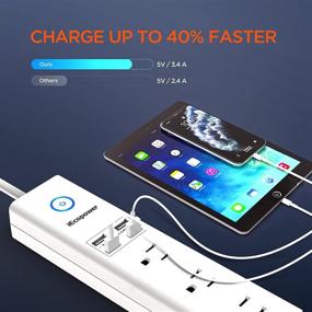 img 2 attached to IECOPOWER Surge Protector Power Strip with 4 Fast Charging USB Port - Ideal for Cruise Ship, 🔌 Office & Dorm Room - Desktop Charging Station with 4.5 ft Extension Cord - Multi Plug Extender in White
