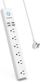 img 4 attached to IECOPOWER Surge Protector Power Strip with 4 Fast Charging USB Port - Ideal for Cruise Ship, 🔌 Office & Dorm Room - Desktop Charging Station with 4.5 ft Extension Cord - Multi Plug Extender in White