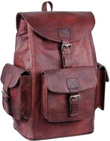 img 3 attached to Vintage Genuine Backpack Shoulder Rucksack