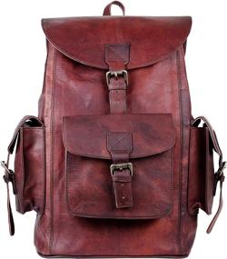 img 1 attached to Vintage Genuine Backpack Shoulder Rucksack