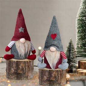 img 4 attached to 🎄 BLUEBOX Handmade Swedish Tomte Gnomes - Festive Holiday Decor Set of 2: Christmas Elf Ornaments & Gifts