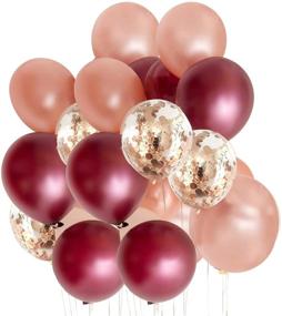 img 2 attached to 🎉 Rose Gold and Burgundy 21st Birthday Decorations for Girls - Balloon Number Set and Polka Dot Fans, Perfect for Women's 21st Fall Birthday Party Decor