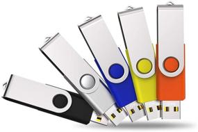 img 4 attached to 💾 JOIOT 64GB USB 2.0 Flash Drive 5-Pack - Bulk Memory Stick Set with Swivel Design, Mixed Colors