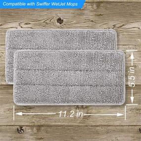 img 2 attached to 🧹 Swiffer Wet Jet Compatible Reusable Mop Pad - Microfiber Washable Mop Pad Refills Pads - Replacement Mop Pad for Dry and Wet Mopping - 2-Pack (Gray)