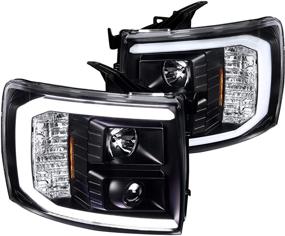 img 1 attached to 🔦 Spec-D Tuning LED Light Bar Black Housing Clear Lens Projector Headlights for Chevy Silverado 1500 2007-2013, 07-14 2500HD 3500HD - L+R Pair Head Light Assembly