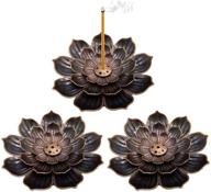 🏵️ lotus sticks incense burner with detachable ash catcher - ojyudd 3 pack brass holder for home fragrance decor, gifts, yoga, bedroom, spa logo