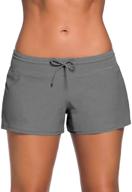 actloe women's plus size board shorts with waistband and side split logo