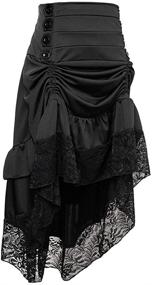 img 3 attached to 👗 Charmian Women's Steampunk Victorian Gothic Lace Trim Ruffled High Low Skirt: Elegance meets Vintage Fashion