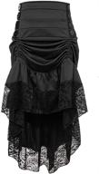 👗 charmian women's steampunk victorian gothic lace trim ruffled high low skirt: elegance meets vintage fashion logo