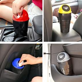 img 1 attached to 🚗 YIOVVOM Vehicle Automotive Cup Holder Garbage Can Small Mini Trash Bin for Cars, Office, and Home - Pack of 2 (Yellow)