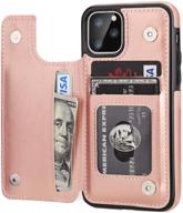 📱 rose gold iphone 11 pro wallet case with card holder - ot onetop pu leather case, kickstand, card slots, double magnetic clasp, and shockproof cover for 5.8-inch iphone 11 pro logo