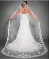 yalice women's applique bride wedding veil - long chapel length 1 tier bridal veil with soft tulle hair accessories logo