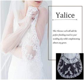img 2 attached to Yalice Women's Applique Bride Wedding Veil - Long Chapel Length 1 Tier Bridal Veil with Soft Tulle Hair Accessories