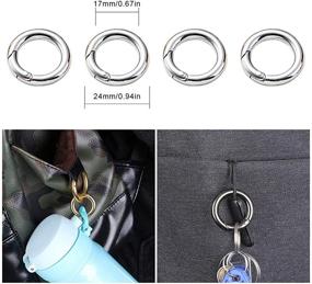 img 3 attached to 🔑 30pcs Alloy Spring Ring Round Carabiner Snap Clip Trigger Spring Keyring Buckle for DIY Organizing Accessory – Handbag, Purse, Shoulder Strap, Keychain, Camping Backpack Carabiner, 17mm-Silver