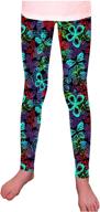 syleia girl leggings: high rise with enchanting electric butterflies pattern logo