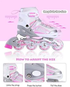 img 3 attached to 🛼 Kuxuan Skates: Adjustable Inline Skates with All Wheels Light Up - Fun Illuminating Skates for Kids, Girls, and Ladies