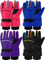 kids winter windproof ski gloves - warm snow gloves for boys and girls (4 pairs) logo