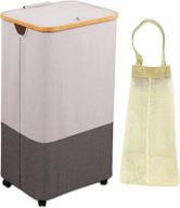 🧺 convenient and spacious 105l laundry hamper with lid: collapsible, rolling, and portable with removable bag - ideal for living room, bathroom, and toy storage logo