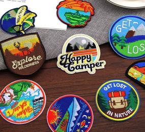 img 1 attached to 🌲 9pcs Large Iron-On Nature Patches: Fun Outdoor Hiking & Camping Appliques for Clothes, Jackets, Backpacks