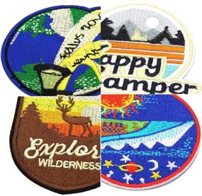 img 2 attached to 🌲 9pcs Large Iron-On Nature Patches: Fun Outdoor Hiking & Camping Appliques for Clothes, Jackets, Backpacks