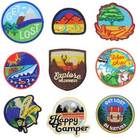 img 4 attached to 🌲 9pcs Large Iron-On Nature Patches: Fun Outdoor Hiking & Camping Appliques for Clothes, Jackets, Backpacks