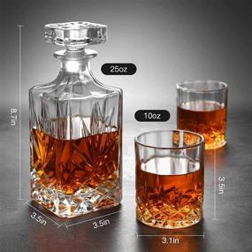 img 3 attached to LEOSEON Premium Whiskey Decanter Set: 25 Oz Decanter with 🥃 4 Liquor 10 Oz Glasses - Lead-Free Glass, Elegant Gift Box