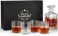 leoseon premium whiskey decanter set: 25 oz decanter with 🥃 4 liquor 10 oz glasses - lead-free glass, elegant gift box logo