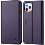 📱 shieldon iphone 11 pro max genuine leather case - dark purple | auto sleep/wake, flip magnetic wallet, shockproof, card holder, kickstand | compatible with iphone 11 pro max (6.5 inch) logo