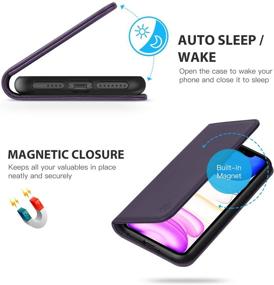 img 1 attached to 📱 SHIELDON iPhone 11 Pro Max Genuine Leather Case - Dark Purple | Auto Sleep/Wake, Flip Magnetic Wallet, Shockproof, Card Holder, Kickstand | Compatible with iPhone 11 Pro Max (6.5 Inch)