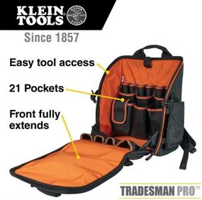 img 3 attached to 🎒 Heavy Duty Tradesman Pro Tool Bag Backpack with 21 Pockets and Large Interior - Klein Tools 55482: Water Resistant Tool Organizer