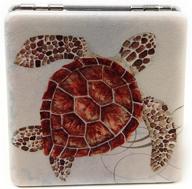 🐢 value arts nautical sea turtle print makeup mirror and magnification for compact travel, 2.375 inches square: a stylish and practical must-have! логотип