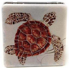img 4 attached to 🐢 Value Arts Nautical Sea Turtle Print Makeup Mirror and Magnification for Compact Travel, 2.375 Inches Square: A Stylish and Practical Must-Have!