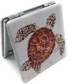img 3 attached to 🐢 Value Arts Nautical Sea Turtle Print Makeup Mirror and Magnification for Compact Travel, 2.375 Inches Square: A Stylish and Practical Must-Have!