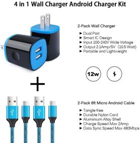 img 3 attached to Кабель Micro USB высокой скорости с быстрым зарядным шнуром длиной 6 футов и настенным зарядным устройством для Samsung Galaxy S7 S6 Active J3 S5 S2 J7 J7V J5 J3 J3V J2, Moto E5 E4 G4 G5S G6/G6 Play - Зарядное устройство для Android-телефона