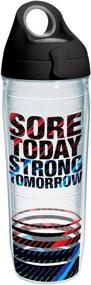 img 4 attached to 💧 Tervis 24oz Clear Water Bottle with Wrap - Sore Today, Strong Tomorrow - Black with Gray Lid